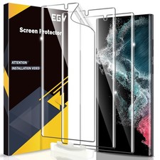 EGV Samsung Galaxy S22 Ultra Screen Protector 3 Pack 3D Curved Full Coverage TPU