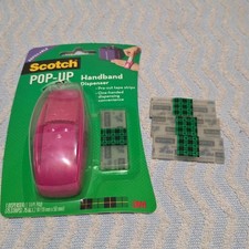 3M Scotch Pop-Up Tape Handband Dispenser 75 Strips 225 Refill Discontinued Pink