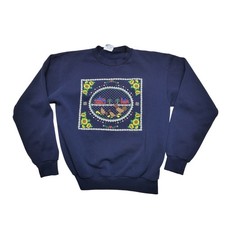 Vintage Santee Sweatshirt Womens M Blue Pullover Farm Chicken Graphic Sunflower