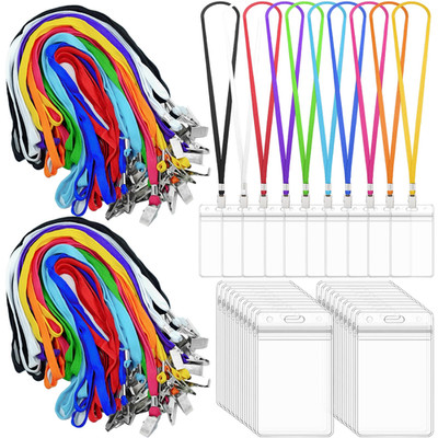 Beieverluck 400 Pack Colored Neck Lanyard Bulk Id Card Holder Lanyards For Id