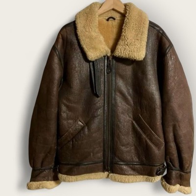 ROBO B-3 Leather Flight Jacket 90s Vintage Mouton Coat Size L Used ROBO B-3 Leather Flight Jacket 90s Vintage Mouton Coat Size L Used