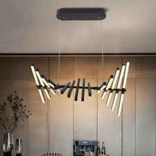 Modern Linear LED Pendant Light Warm White Chandelier Kitchen Island PianoDesign