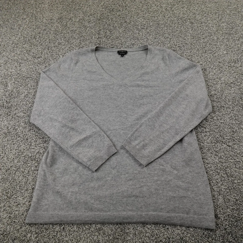Suéter Talbots Para Mujer 1X Gris Cachemira Cuello en V Pullover Acogedor Plus Manga Larga Foto 2 de 4