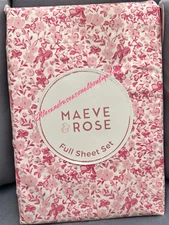 Maeve & Rose Full Sheet Set 4pc Floral Hearts Pink / White Cottage Country New