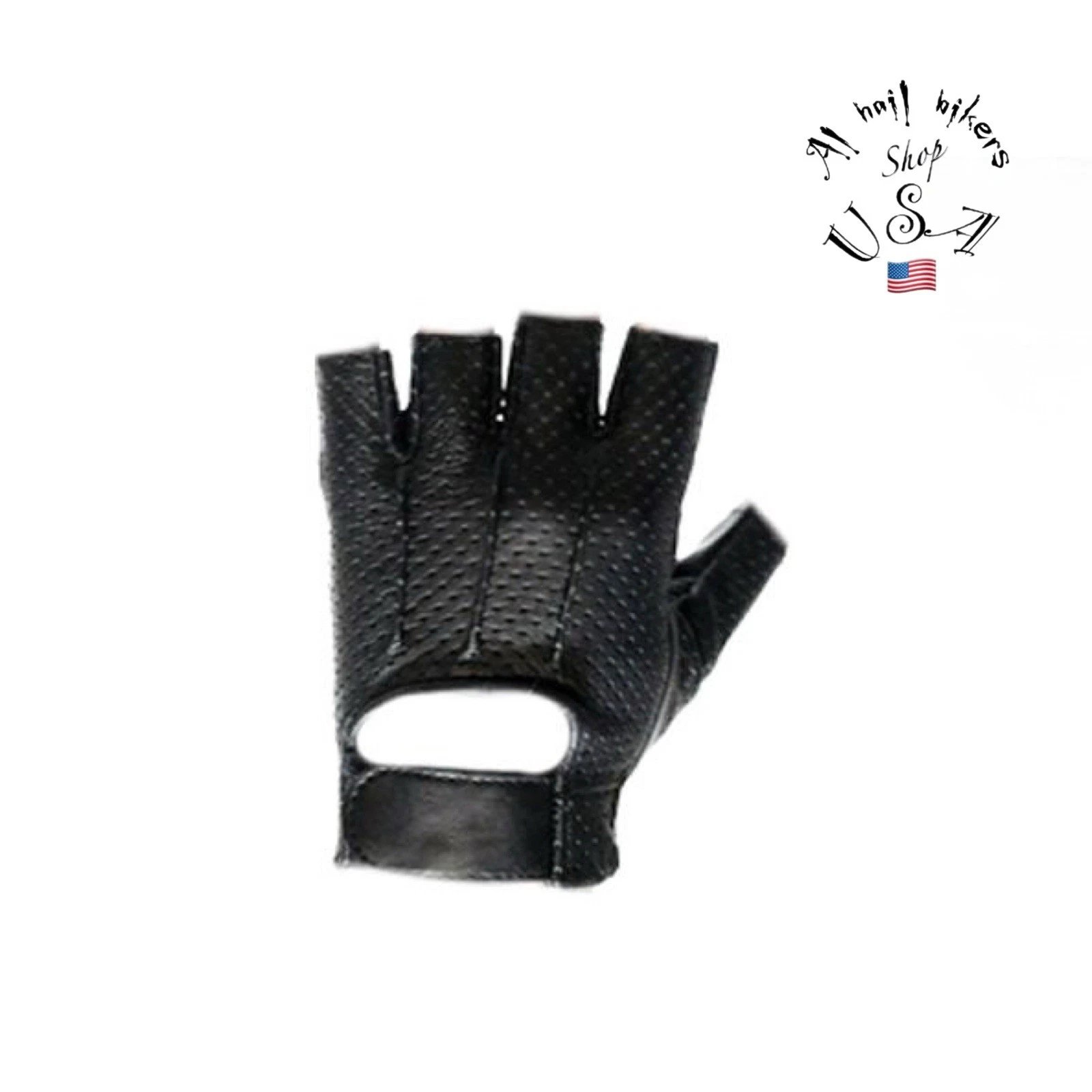 Premium Leather Motorcycle Gloves Fingerless, Soft Inner Liner. XL Size