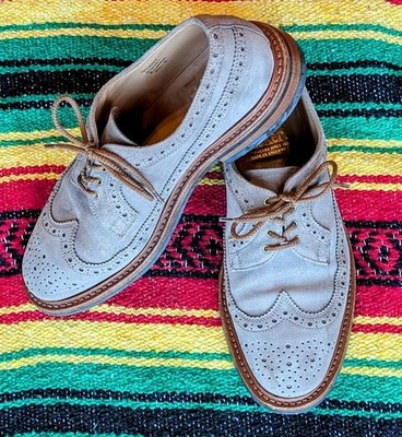 Trickers Mens Richard longwing brogue blucher in natural suede 10.5