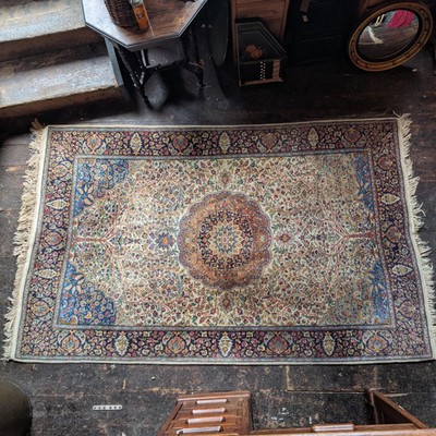 7 Fuß 8 Zoll x 4 Fuß 8 Zoll - Vintage Pakistanischer Handgeknüpfter Lebensbaum Wollteppich - Elfenbein & Sa