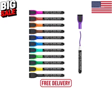 maxtek Magnetic Whiteboard Markers - 12 Count Colorful Fine Tip Dry Erase Mar...