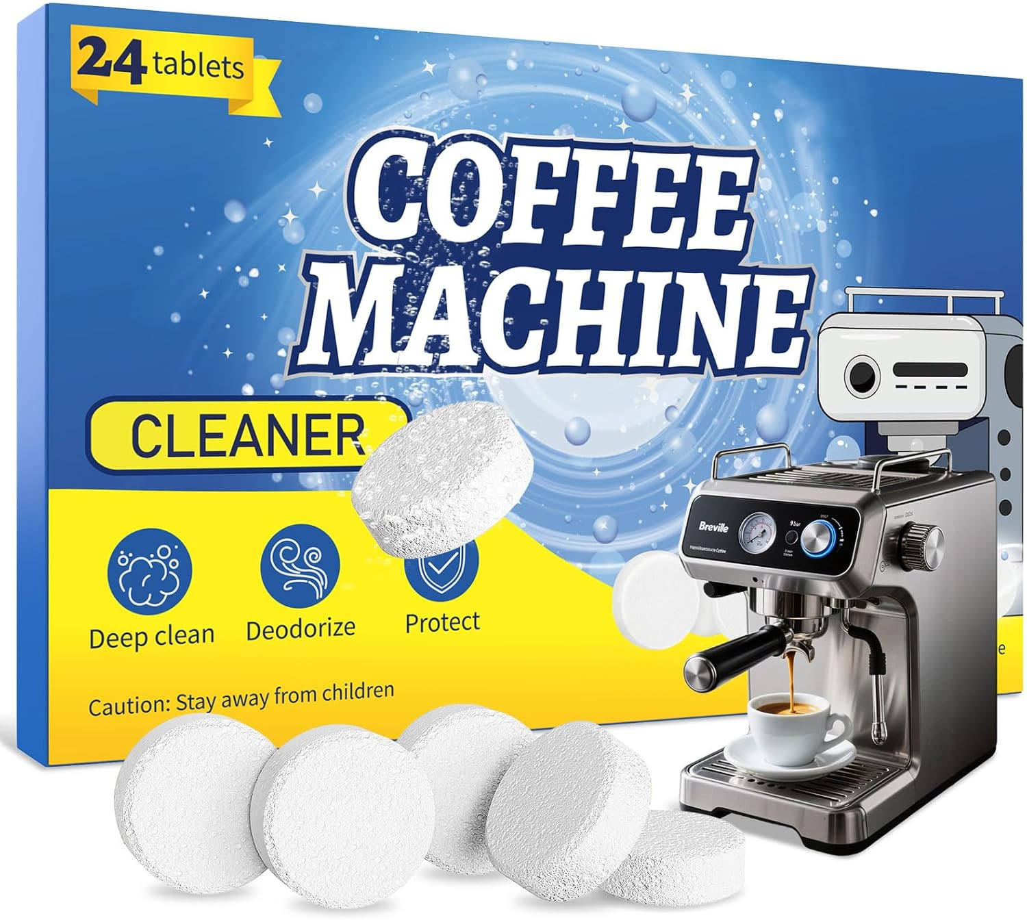 Cleaner Descaler Tablets, 24 Counts Machine Cleaning Tabs, Works Wi