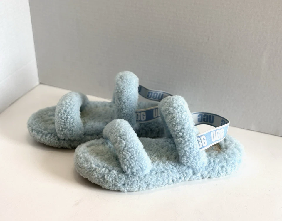 Ugg Oh Yeah Women's Slides Sheepskin Slipper Strap Sandals Light Blue Size 7.5 - Image 3 of 4
