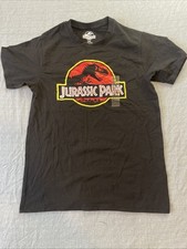 Jurassic Park Classic Logo In Red With T-Rex Unisex T-Shirt Size Medium