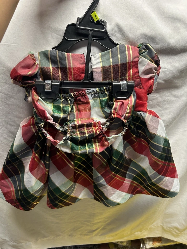 bonnie baby 12 months Dress  Christmas Plaid  - Image 3 of 4