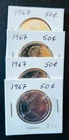 1967 Canada Howling Wolf Half Dollar BU - 80% Silver (Lot of 4 Coins)