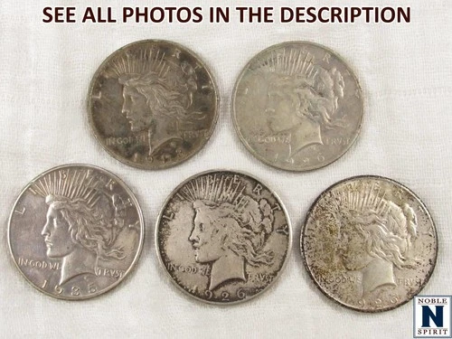 NobleSpirit Desirable 5x Mixed Date Silver Peace Dollar Lot Circulated