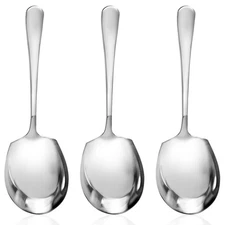 9.84 Inch Stainless Steel Large Buffet Serving Spoons Silver Servings Spoons ...
