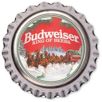 Budweiser Holiday Clydesdales Silver Bottle Cap Collectible