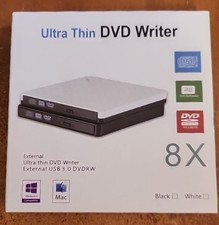 RoHS Ultra Thin Dvd Writer external USB 3.0 8X Windows or Mac White Lot 3601