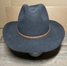 MENS GENUINE BLACK CATTLEMAN AKUBRA IMPERIAL QUALITY FUR FELT HAT SZ 56 CM