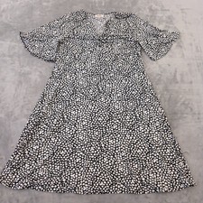 Talbots Dress Size 20 Black Geometric Short Bell Sleeve Knee Length Stretch