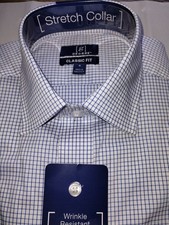 George Classic Dress Shirt Blue Check With Pocket Wrinkle Resistant NWT S