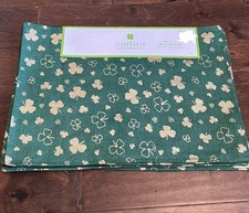 Storehouse St Patricks Day 4 Placemats Plaid Green Gold Clover Irish New