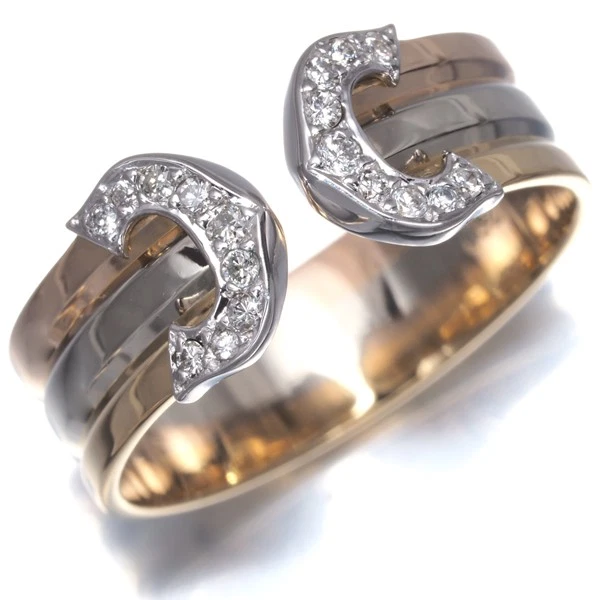 Auténtico Anillo Cartier Diamante 2C Doble C C2 3 Colores SM EU52 18K YG/WG/PG  Foto 2 de 4