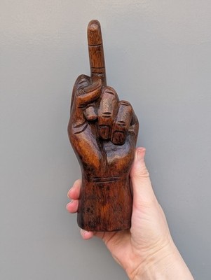 Vintage handgeschnitzter Holz Mittelfinger 8,5 Zoll groß Männerhöhle Vatertag Geschenk