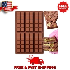 HKNMTT Silicone Chocolate Bar Molds 10-Cavity Deep Non-Stick Food Grade