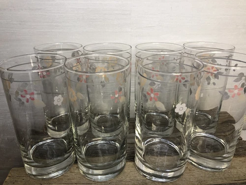 Pfaltzgraff Tea Glasses Floral  Pattern Drinking Glasses Set Of 7