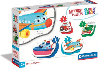 Clementoni 20811 Supercolor Transportmittel Puzzle 2 + 3 + 4 + 5 Teile, 2 Jahre