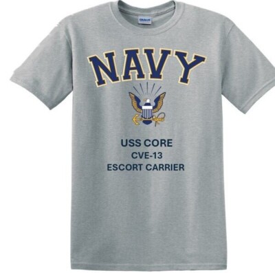 USS CORE  CVE-13*E. CARRIER*NAVY EAGLE*SHIRT. OFFICIALLY LICENSED