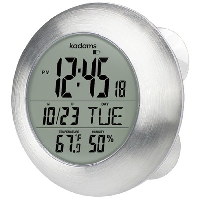 KADAMS Bathroom Shower Digital Wall Clock Large LCD Screen - Kitchen Clock - ...
