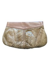 Vintage Tan Brown Snake Skin Clutch Or Crossbody Purse Disco 70  s 80  s Leather
