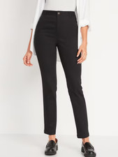 Old Navy WOW Skinny Chino Stretch Pants Women 6 Black Cotton Adjustabl Waist NEW