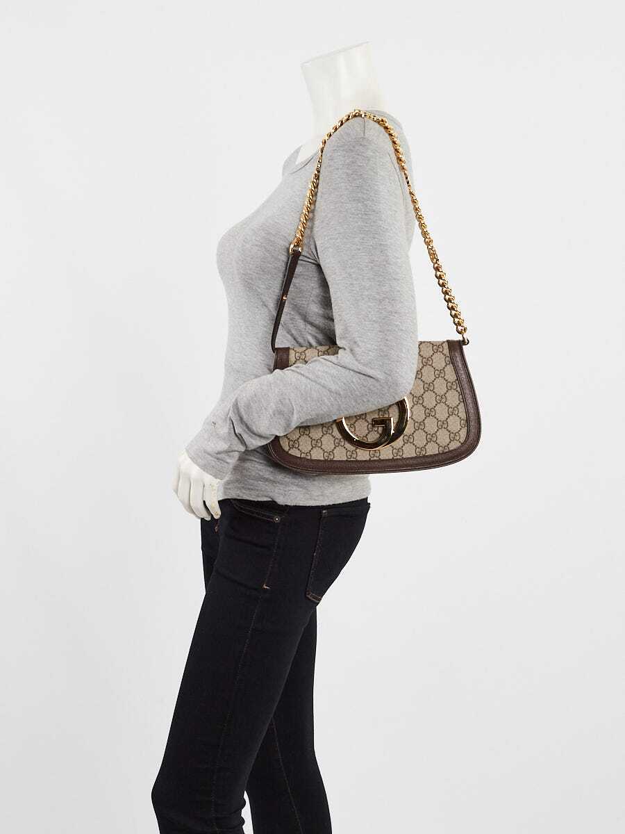 Gucci Beige/Ebony GG Supreme Canvas Blondie Shoulder Bag | eBay