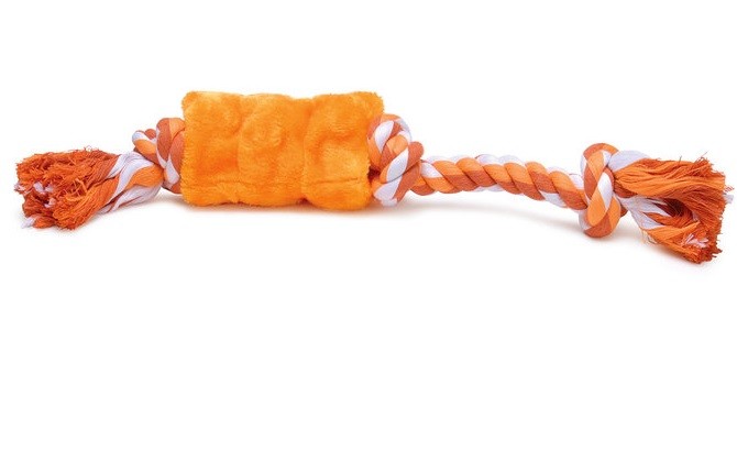 Ruffin' It Tug 'N Squeak Orange Large Dog Toy