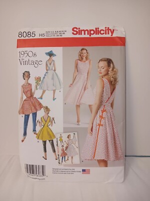 *Seconds* Simplicity Pattern S8085 Women's Vintage 1950's Wrap Dress in Two Lengths- Size H5 (6-8-10
