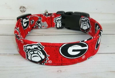 Georgia Bull Dogs Toss Terri's Dog Collar handmade University of fabric UGA