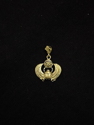 Marvelous Ancient Egyptian Scarab Beetle Pendant with Eye of Horus / Eye of RA