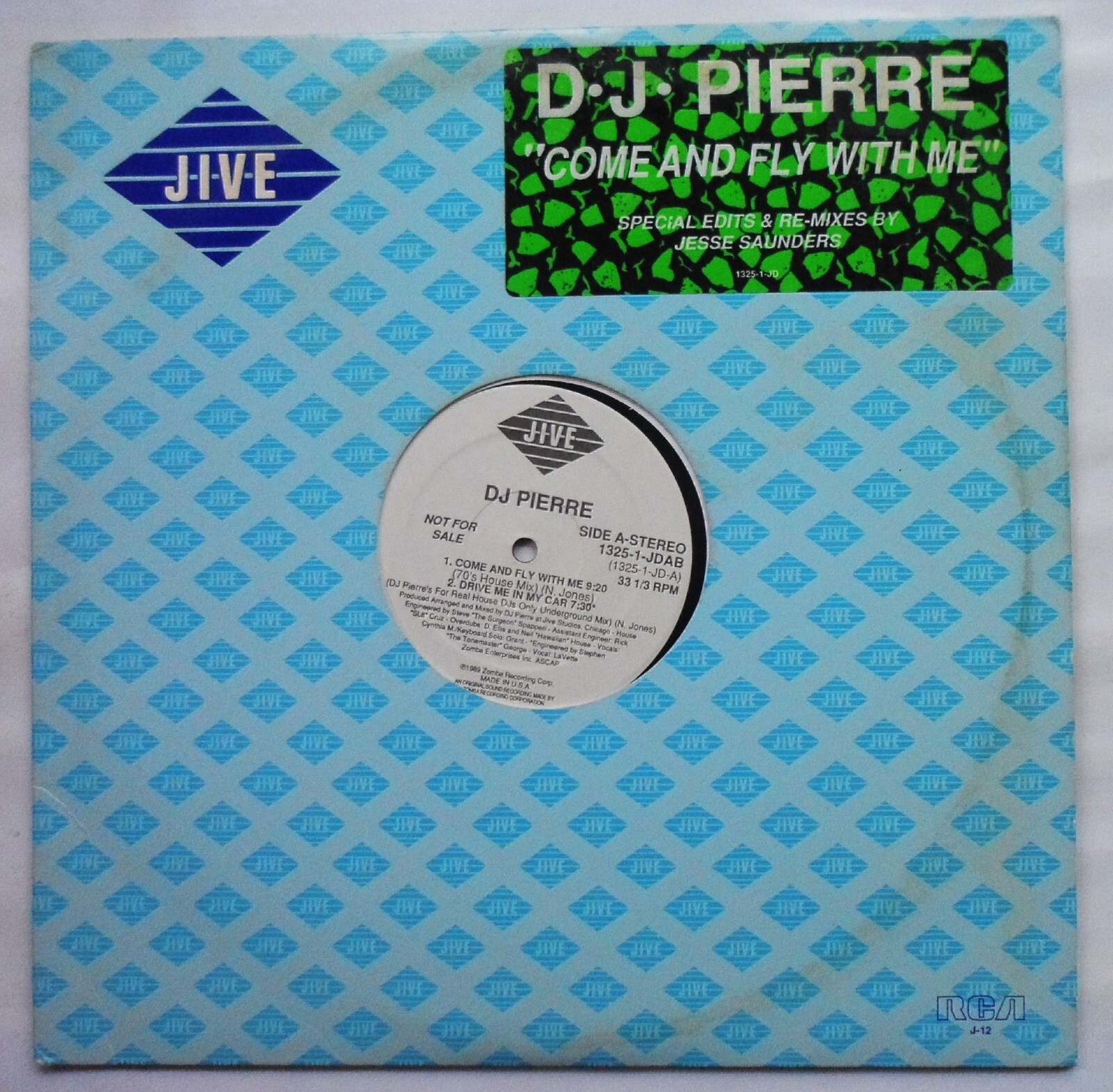 DJ PIERRE - COME AND FLY WITH ME 12" VINYL 1990 JIVE US PROMO 1325-1-JDAB *VG/G+