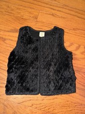 Girls Wonder Nation Black Polyester Fuzzy Warm Cute Vest 6x