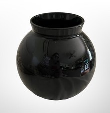 Black Hand Blown glass Round vase 4.75  