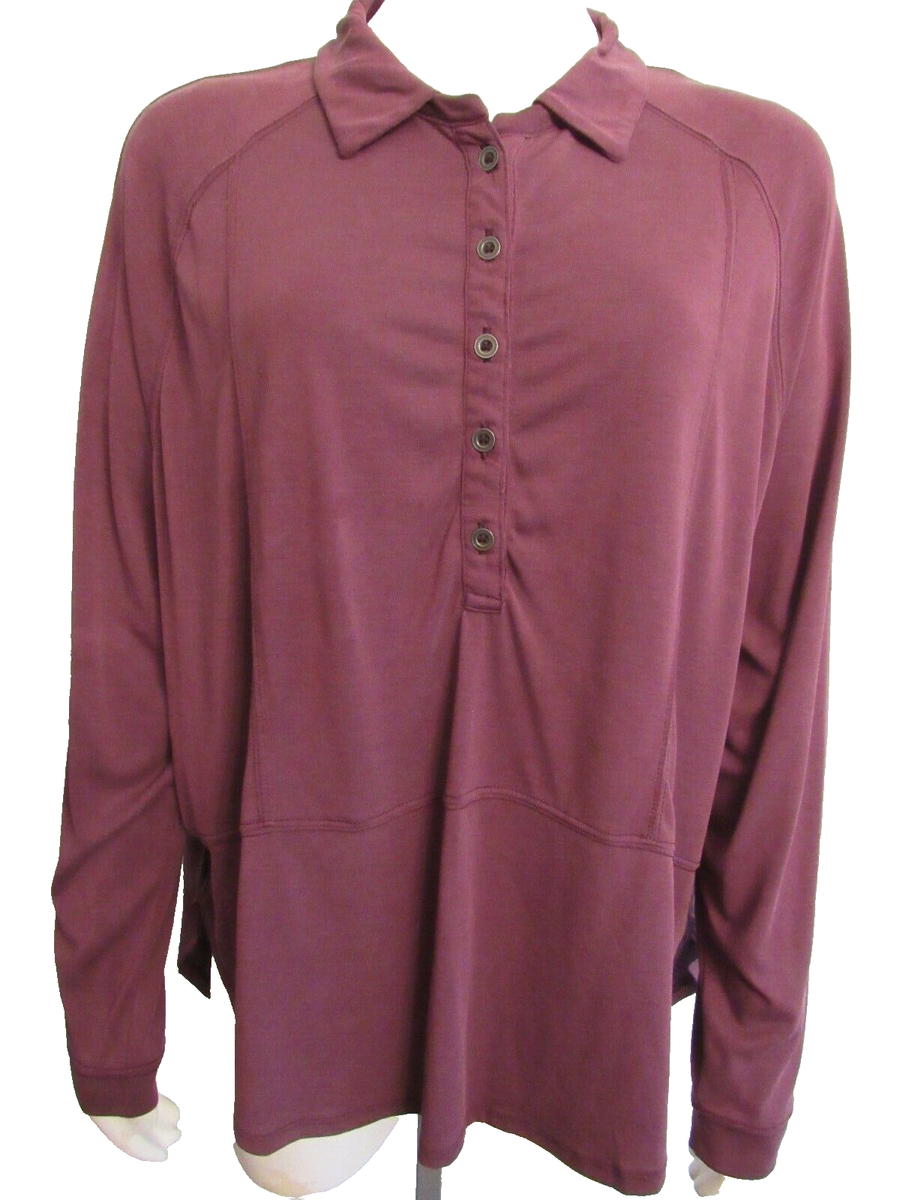 WE THE FREE PEOPLE XS Rose Hi-Lo Blouse Oversized Henley Long