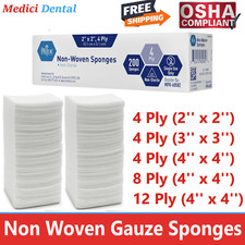 2x2, 3x3, 4x4 Non Woven Sponges 4-Ply, 8 - Ply, 12-Ply, Cotton Gauze 200-4000/Bx