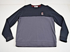 Sweatshirt Fila Size L Navy Blue Steel Gray 2 Tone Red Logo Cotton Fleece
