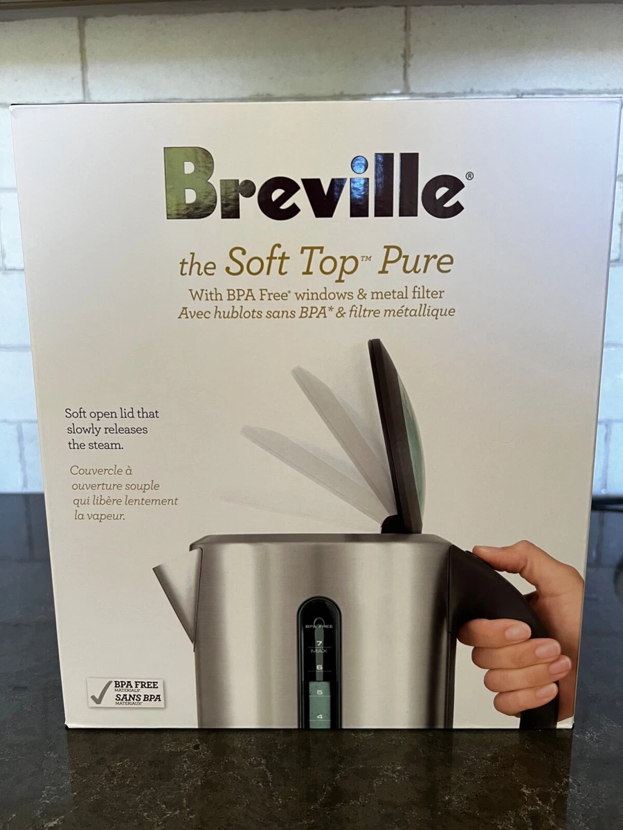 New Breville Stainless Steel/Plastic Soft Top Pure Kettle / Auto Shut Off  7-cups