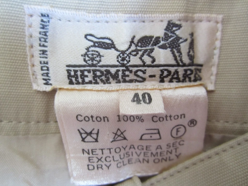Pantalones de montar de colección Hermes Paris para mujer S beige algodón seda ribete cintura 27" Foto 3 de 4