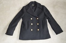 Balmain X H&m Black Double Breasted Wool Trench Coat Jacket Womens Us10 Uk12