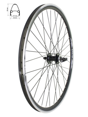 Vorderrad 28 Zoll Nabe auf Sealed Bearings Schwarz für Scheibenbremse 6-Loch