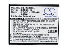 Replacement Battery For HTC 3.7v 1800mAh / 6.66Wh Mobile, SmartPhone Battery